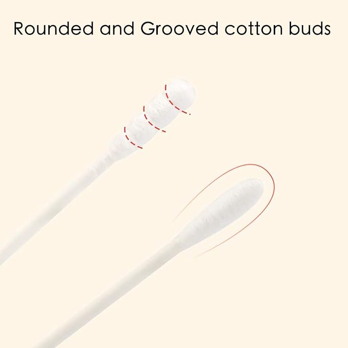 400pcs Organic Cotton Swabs for Infant Baby/kid/Adult, Round&Spiral Head Qtip - Image 4