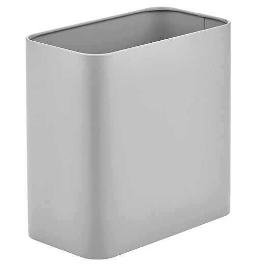 mDesign Small Metal 2.4 Gallon/9 Liter Trash Can Wastebasket Garbage Bin - Image 5
