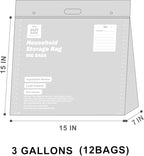 12 Large Plastic Storage Bags, 3 Gallons, Zero BPA, Double Zipper Seal - Image 2