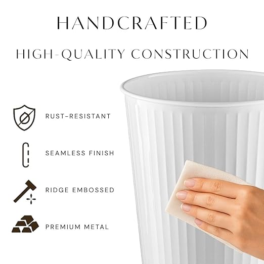 Monarch Abode Metal Bathroom Trash Can – Waste Basket - Image 3