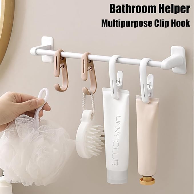 10Pcs Laundry Hooks with Clips Hanger Closet Organizer Clamps Hanging Socks - Image 2