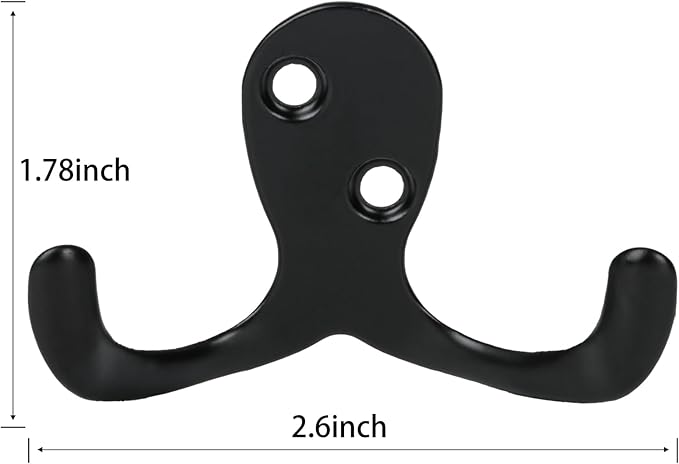 Aynoo 10 Pack Coat Hooks, Metal Wall Hooks Hardware, Heavy Duty Double Prong - Image 6