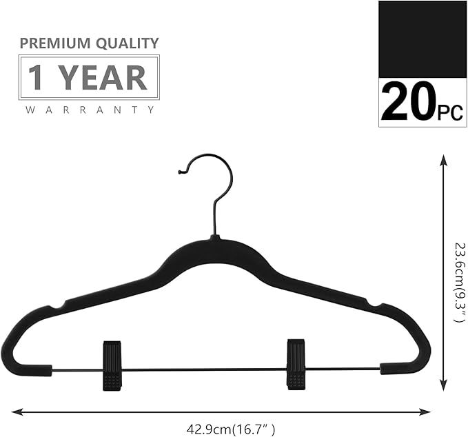 MIZGI Premium All Black Velvet Pants Hangers - Image 6