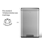 EKO Madison Matte Stainless 50 Liter/13.2 Gallon Step Trash Can w/Inner Liner - Image 5