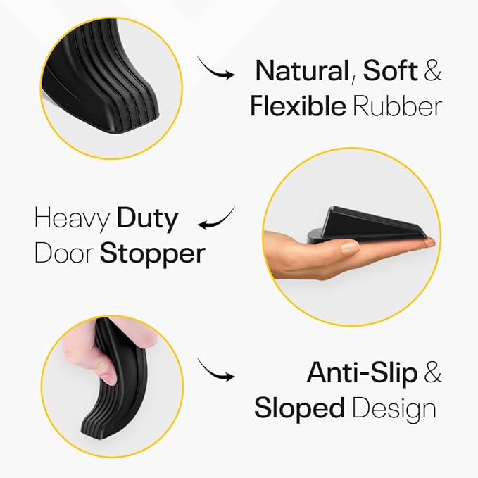 Door Stoppers for Bottom of Door – Rubber Door Stopper Wedge – Pack of 4 – Door - Image 8