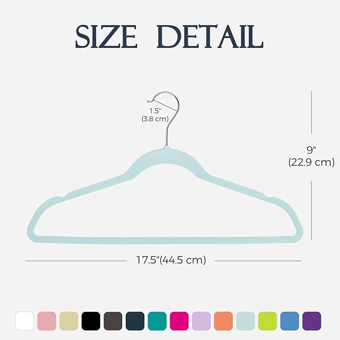 HOUSE DAY Sky Blue Velvet Hangers 60 Pack, Non Slip Clothes Felt Hanger Heavy - Image 7