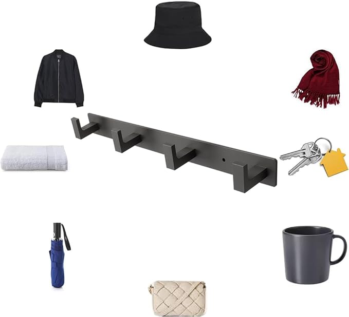 Coat Rack, Heavy Duty Stainless Steel 4 Tri Coat Hook Hanger, Wall Mounted - Image 3