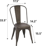Nazhura Metal Dining Chair Farmhouse Tolix Style for Kitchen Dining Room Café Restaurant Bistro Patio, 18 Inch, Stackable, Waterproof Indoor/Outdoor (Sets of 4) (Steel Seat, Bronze) - Image 2