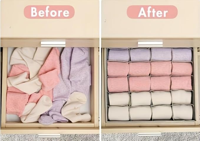 4 Piece Drawer Organiser, Collapsible Non-Woven Sorting Box, Closet Divider - Image 2