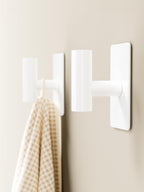 Towel Hooks for Bathrooms – 2 Pack, Smooth White Finish, T-Shaped Stainless by GWAAZXGZ