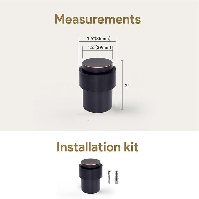 KHTUMEWARE 4 Pack 2 in Floor Door Stopper, Oil Rubbed Bronze Door Stop - Image 2
