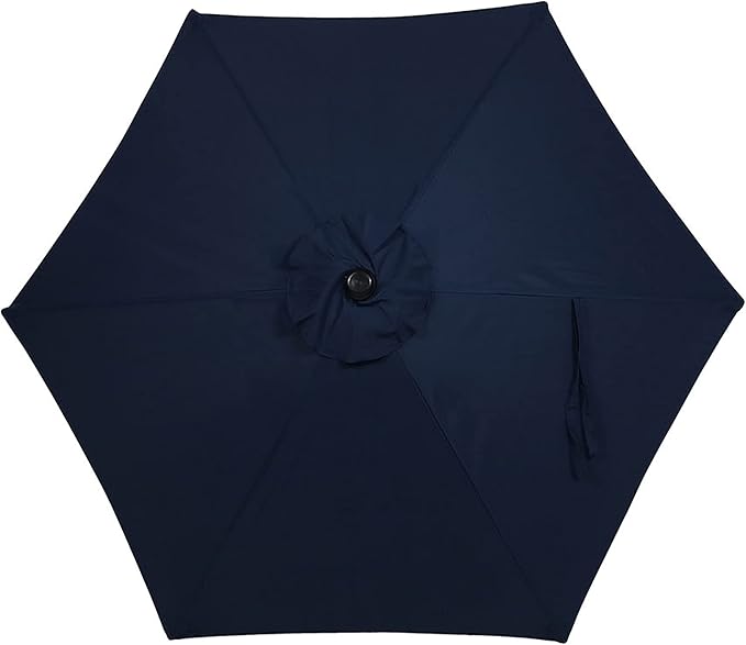 Sunnydaze Outdoor Patio Umbrella - Polyester Table Market Umbrella with Push-Button Tilt and Crank - 6 Sturdy Ribs - Blue - 7.5ft - Image 8