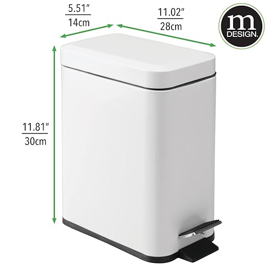 mDesign Metal Freestanding Slim Toilet Bowl Brush and Holder + Rectangle Narrow - Image 5