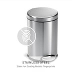 simplehuman 4.5 Liter / 1.2 Gallon Round Bathroom Step Trash Can, Brushed - Image 4