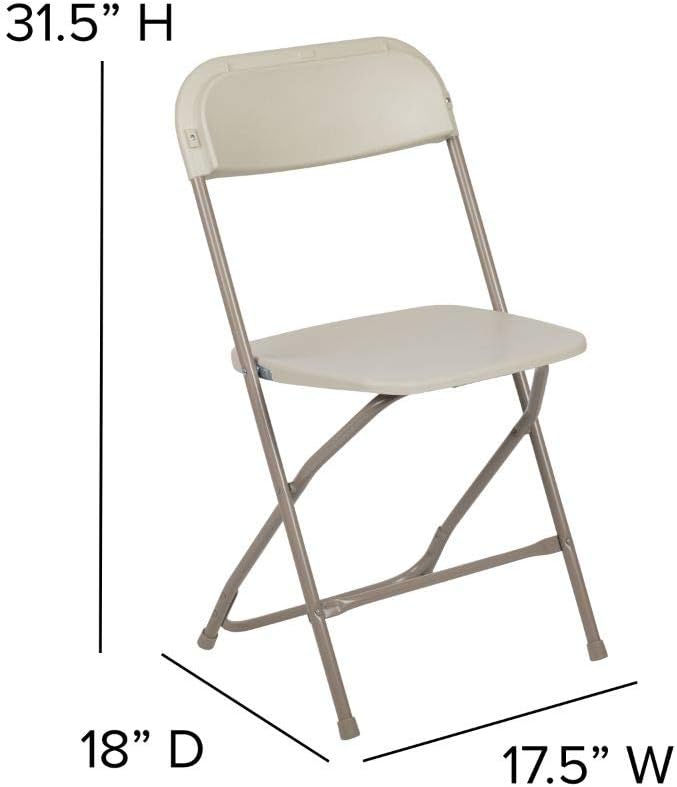 Flash Furniture Hercules™ Series Plastic Folding Chair - Beige - 2 Pack 650LB Weight Capacity Comfortable Event Chair-Lightweight Folding Chair - Image 3