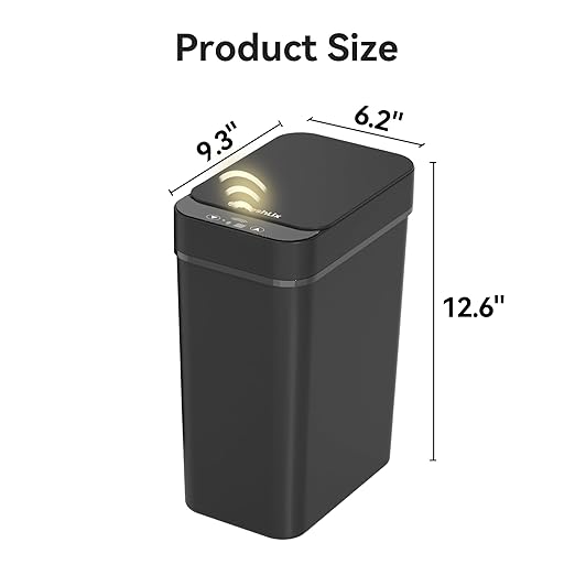 3 Pack Bathroom Trash Can 2.6 Gallon Small Touchless Automatic Motion Sensor - Image 2