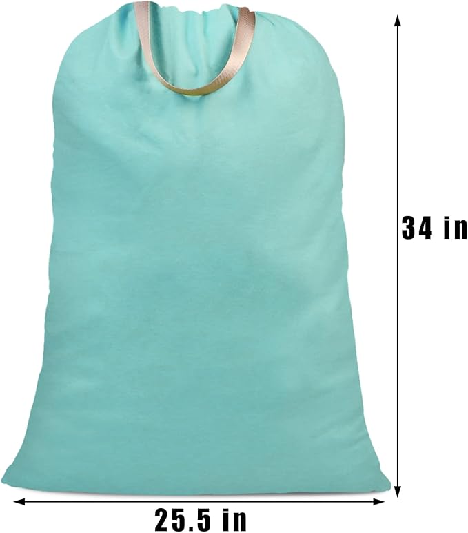 Cotton Canvas Laundry Bag with Handles & Drawstring Straps, Heavy Duty Extra - Image 4