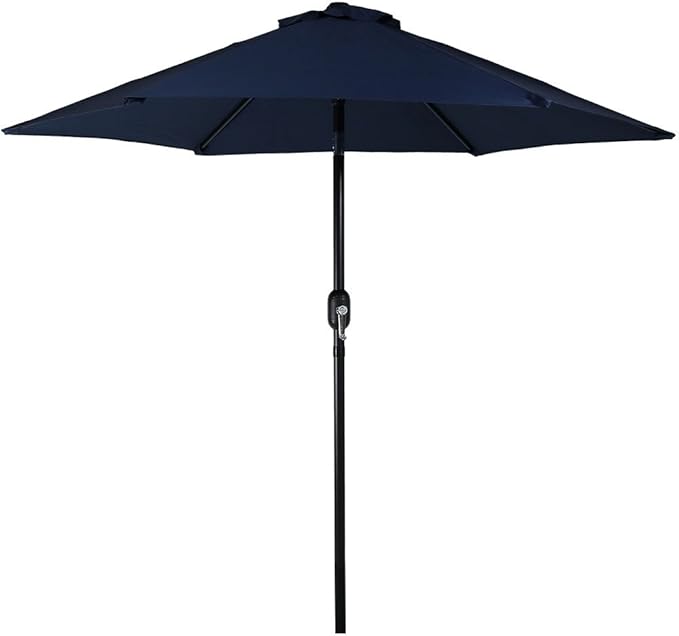 Sunnydaze Outdoor Patio Umbrella - Polyester Table Market Umbrella with Push-Button Tilt and Crank - 6 Sturdy Ribs - Blue - 7.5ft - Image 10