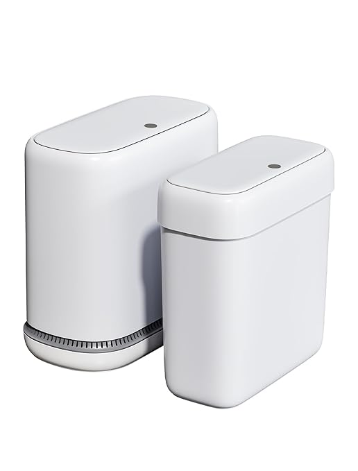 Bathroom Trash Can with Lid, Slim 3.3 Gallon Vacuum adsorption Garbage Bin by Leguo
