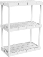 Gracious Living 2 Pack Light Duty Storage Shelves, Knect-A-Shelf 3-Shelf Ventilated Shelving Rack Organizer for Home, Garage, Basement, Laundry, White - Image 5