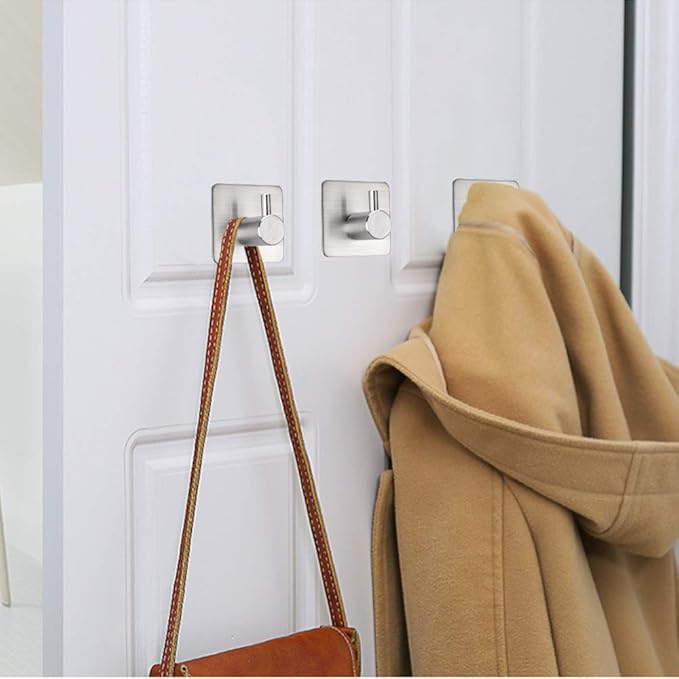 Adhesive Towel Hooks Heavy Duty Wall Hooks Waterproof Stainless Steel Hanger - Image 6