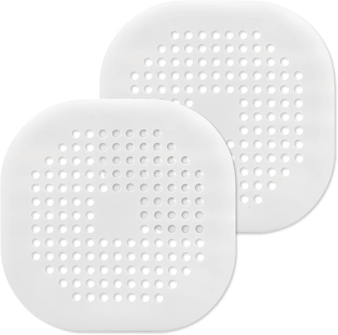2Pcs 5.4 Inch Square Drain Cover TPR Hair Drain Catcher Flat Silicone Floor by Auvotuis