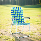 VINGLI Patio Lawn Webbed Folding Chairs Set of 4, Outdoor Beach Chair Portable Dining Chair for ir for Outdoor Yard, Garden(Blue, Classic) - Image 5