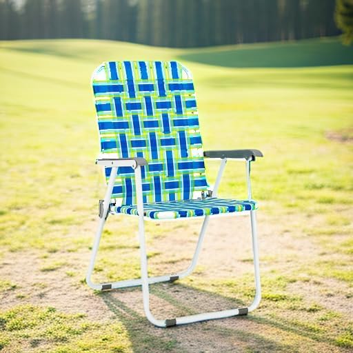 VINGLI Patio Lawn Webbed Folding Chairs 1 Piece, Outdoor Beach Chair Portable Dining Chair for Outdoor Yard, Garden (Blue, Classic) - Image 5