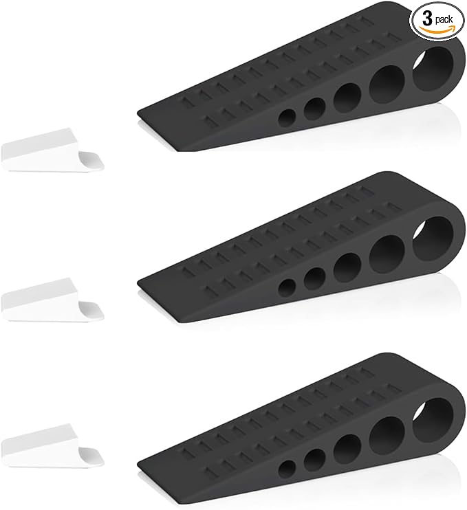 HOMOTEK 3 Pack Wedge Rubber Door Stops Door Chucks Stoppers Wall Protector by HOMOTEK