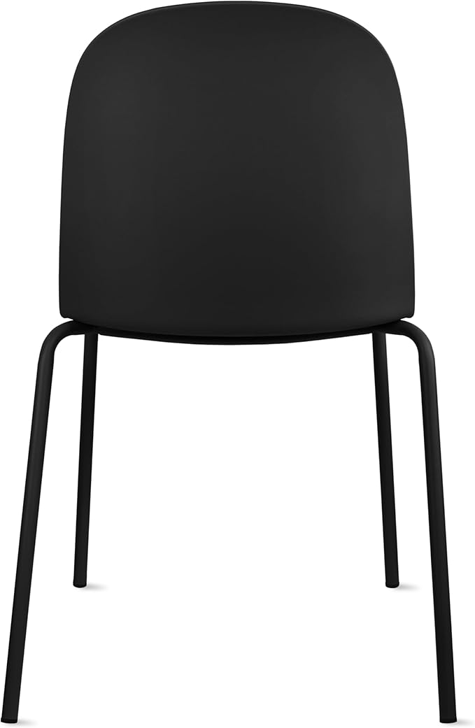 2xhome Modern Stackable Armless Dining Chair, Plastic Shell Seat with Metal Legs for Indoor Outdoor Home Kitchen Patio Cafe, Black - Image 7