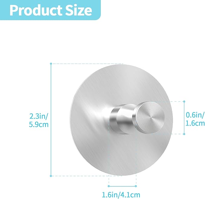 Adhesive Hooks for Walls No Damage 4 PCS, Heavy Duty Aluminum Strong Adhesive - Image 3