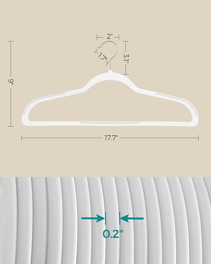 SONGMICS Clothes Hangers, Space-Saving, Cloud White UCRP050W05 - Image 5