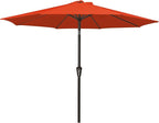 MEWAY 9ft Patio Umbrella Outdoor Table Umbrellas with Push Tilt and Crank, Market Umbrella 8 Sturdy Ribs for Deck, Garden, Pool and Backyard, Red Orange by MEWAY