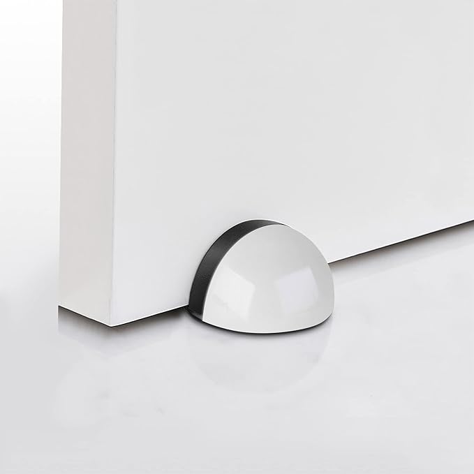 3 Pack Door Stoppers Self Adhesive White Floor Door Stop No Drilling Rubber - Image 3