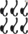 khtumeware 6 Pack Black Coat Hooks Wall Mount Heavy Duty Utility Retro Double by khtumeware