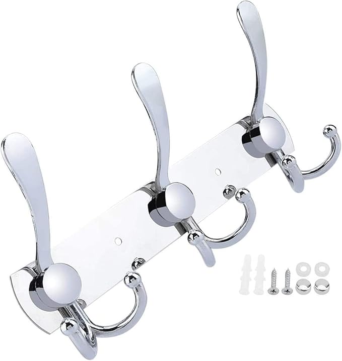 Coat Rack Wall Mounted, 3 Tri Stainless Steel Coat Hook - Image 7