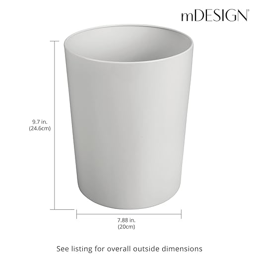 mDesign Round Metal Small 1.7 Gallon Recycle Trash Can Wastebasket, Garbage - Image 3