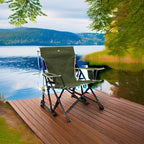 GCI Outdoor Kickback Rocker Camping Chair | Portable Folding Rocking Chair with Durable Armrests, Drink Holder & Relaxed Lowered Seat for Comfort — Loden Green - Image 2