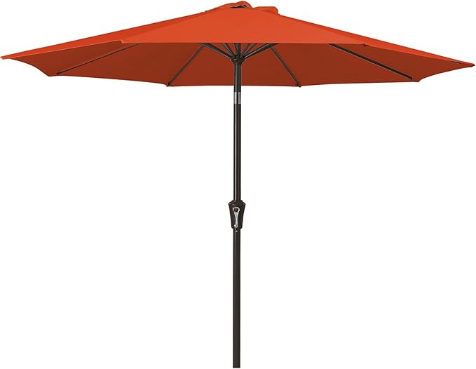 MEWAY 9ft Patio Umbrella Outdoor Table Umbrellas with Push Button Tilt and Crank, Market Umbrella 8 Sturdy Ribs for Deck, Garden, Pool and Backyard, Orange by MEWAY