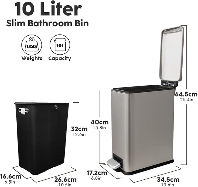 Bathroom Bin 10L, Small Kitchen Bins - Image 8