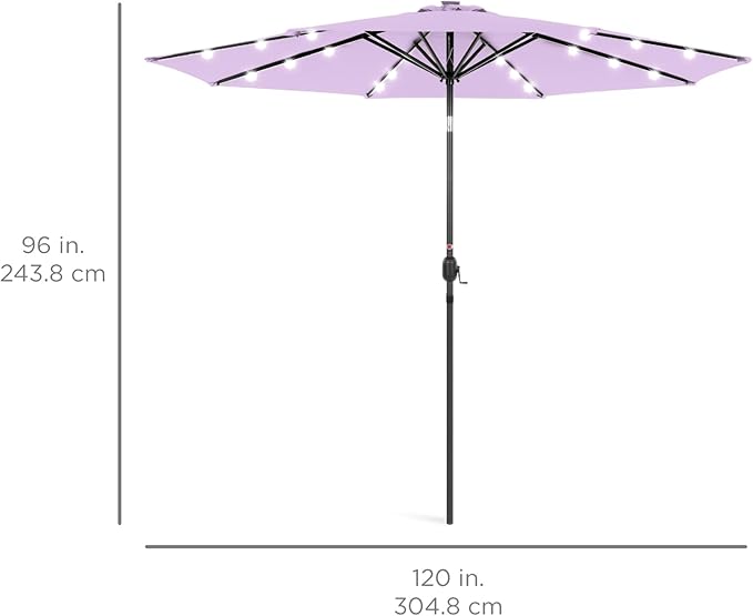 Best Choice Products 10ft Solar Polyester LED Lighted Patio Umbrella w/Tilt Adjustment and UV-Resistant Fabric - Image 7