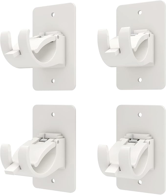 4PCS No Drill Curtain Brackets, Self-Adhesive Rod Holders, Universal Plastic by Wabboreq