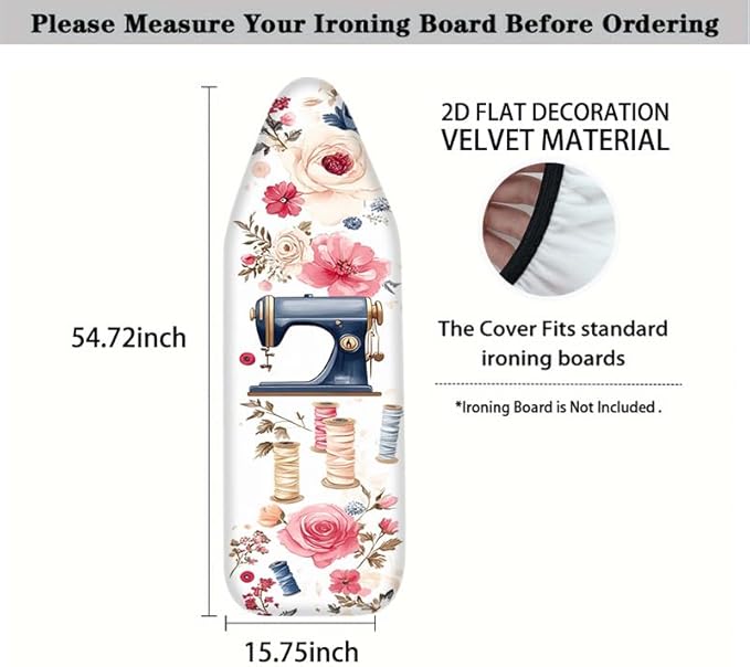 Nuxovilar Vintage Sewing Machine & Floral Pattern Ironing Board Cover, Fits - Image 4