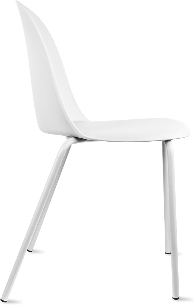 2xhome Modern Stackable Armless Dining Chair | Plastic Shell Seat with Metal Legs | Indoor or Outdoor Use | Home Kitchen Patio (1, White, No Padding) - Image 5