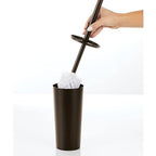 mDesign Metal Freestanding Slim Toilet Bowl Brush and Holder + Rectangle Narrow - Image 6