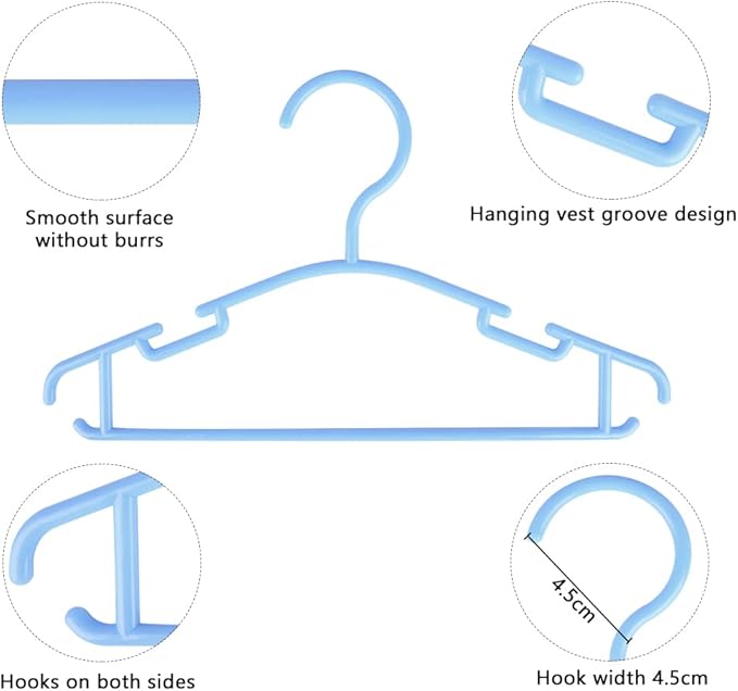 GoodtoU Plastic Childrens Hangers 60 Pack, Lightweight, Kids Hangers, Closet - Image 3