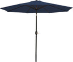 Sunnydaze Outdoor Patio Umbrella - Polyester Table Market Umbrella with Push-Button Tilt and Crank - 8 Sturdy Ribs - Navy Blue - 9ft by SunnydazeDecor