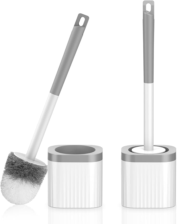 Toilet Brush, Compact Toilet Brush and Holder Set by EZKEY