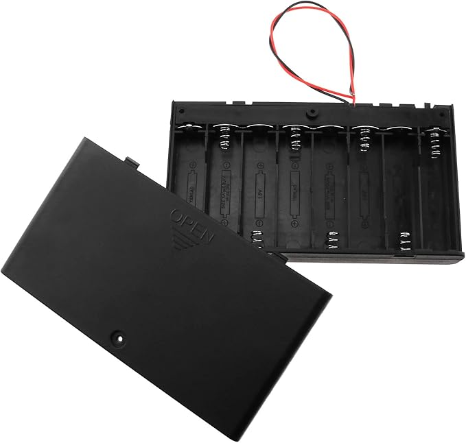 E-outstanding 12V Battery Holder 8X 1.5V AA Battery Storage Case Black Box by E-outstanding