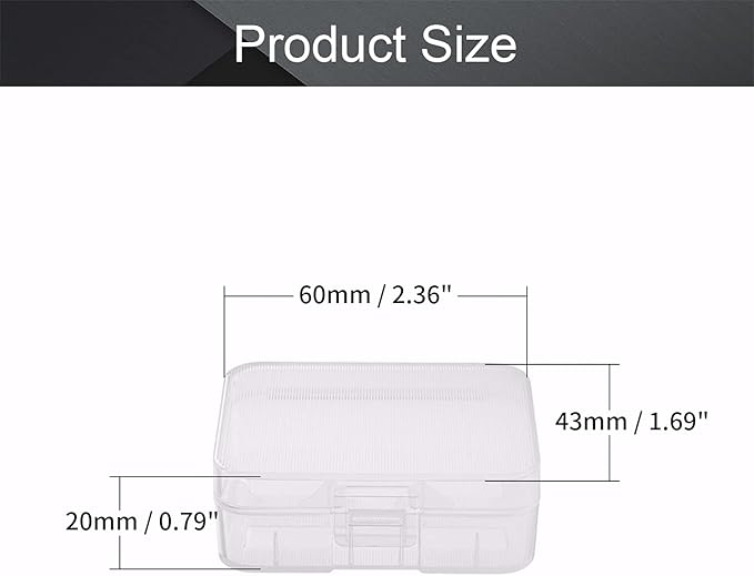 Fielect 18500 Battery Storage Case Box Holder Organizer Transparent, 2 Capacity - Image 2
